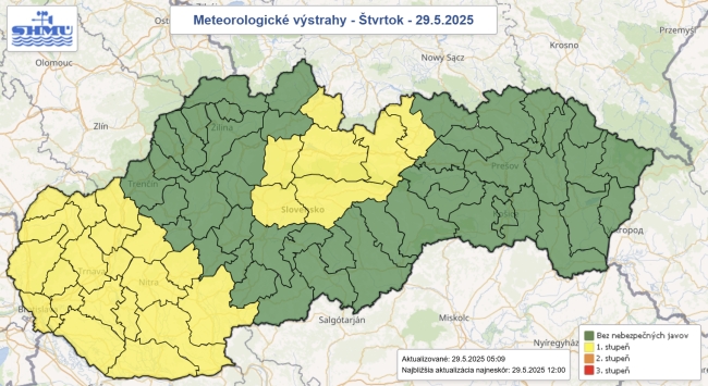 SHMÚ varuje pred vetrom v nižších oblastiach i na horách